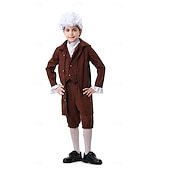  250th Anniversary USA Rococo Baroque Outfits Long Sleeves George Washington Colonial Revolutionary War Costumes Fancy Dress Boys' Carnival Independence Day 4th of July Kid's Coat Pants Collar