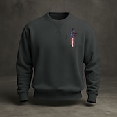 お買い得  メンズ 3D スウェットシャツ-アメリカ建国250周年 男性用 スウェットシャツ クルーネック ブルー ライトブルー ブラック ホワイト イエロー 冬 春 &amp; 秋 デザイナー S M L XL 2XL 3XL