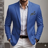 economico Blazer Stampati da Uomo-Per uomo Animale Gatto Giacca blazer Cappotto Confortevole Traspirante Artistico Casual Quotidiano Abbigliamento da sera Casual Tasca Stampa 3D Bottoni Tutte le stagioni Dentellato Manica Lunga Blu