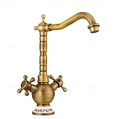 Недорогие Смесители для раковины в ванной-Ванная раковина кран - Вращающийся Хром Внешнее крепление Две ручки одно отверстиеBath Taps