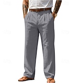 levne podnikání-Pánské Bavlněné plátěné kalhoty Kalhoty Letní kalhoty Volné kalhoty Plážové kalhoty Kapsy Pevná barva Pohodlné Prodyšné Denní Venkovní Plážové prázdniny Módní Černá Bílá Neelastické