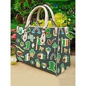  Γυναικεία τσάντα tote με καρό σχέδιο για την ημέρα του Αγίου Πατρικίου σε πράσινο χρώμα και σχέδιο τριφυλλιού – ιδανική για γιορτές και καθημερινή χρήση