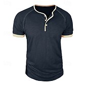 Χαμηλού Κόστους Casual Tee Henley-Ανδρικά Πουκάμισο Henley Κοντομάνικα Μπλούζα από 100% βαμβάκι Κοντομάνικο Συμπαγές Χρώμα Σκέτο Μονόχρωμη Μοντέρνα Υψηλής Ποιότητας Καθημερινό Μπλοκ χρωμάτων Κουμπιά Χένλι Causal