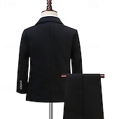 economico Abiti e Outfit per Portatori di Fedi-Completo da fedi nuziali per bambini, 4 pezzi, blazer &amp;gilet &amp; pantaloni  &amp;cravatta ragazzo abito formale casual esterno festa moda fresco basic tinta unita blu nero poliestere