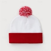billige Baseballcaps for menn-Herre Unisex Lue / Slouchy Strikket lue Vinterlue Hvit Krem Strikket Strikking søt stil Fritid Daglig utendørs Ferie Stripet Hold Varm