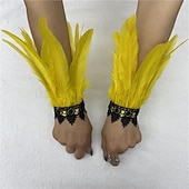 abordables Accesorios-Carnaval 2026 Accesorios de Samba del Carnaval de Río Muñequeras de Plumas Negras con Encaje - Pulseras Elegantes para Fiestas Gatsby Disfraz de Festival de Brasil