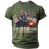 ieftine Tricouri patriotice 250-4 iulie 2026 250 de ani Ziua Memoriei T-shirt Bărbați cu imprimeu 3D Steagul SUA cu guler rotund și mânecă scurtă De Zi cu Zi