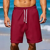 baratos Calções Estilo Casual-Homens Waffle Calção Shorts de verão Shorts de praia Com Cordão Cintura elástica Côr Sólida Conforto Comprimento do joelho Diário Ao ar livre Streetwear Férias Moda Azul Marinha Cáqui Micro-Elástica