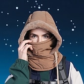 tanie ogrzewanie i chłodzenie-Damska zimowa czapka kominiarka z polarową podszewką i ocieplaczem na szyję, dzianinowa czapka typu beanie 3 w 1 z kapturem i maską na twarz, termiczna czapka na zimne dni z ochroną uszu do jazdy na