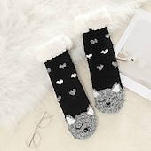 abordables refrigeración calefacción-Calcetines de cachemira ultra gruesos para mujer, calcetines de casa suaves y antideslizantes con agarre, calcetines navideños cálidos y acogedores, calcetines de invierno suaves e inherentes.