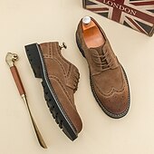 Χαμηλού Κόστους Μπρογκ παπούτσια-Ανδρικά καφέ σουέτ μπρογκ παπούτσια, άνετα και μοντέρνα, ευέλικτα υποδήματα για casual και ημιεπίσημες εκδηλώσεις