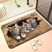 Недорогие Коврики-3D оптическая иллюзия коврик для двери визуальная ловушка напольный коврик нескользящий милый котенок дизайн с выглядывающим деревом для дверного проема ванной комнаты indoors outdoors диатомит