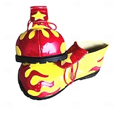 economico Scarpe da uomo-Scarpe da clown colorate da uomo da Mardi Gras gialle e rosse con design a fiamma perfette per carnevale performance di clown e feste in costume