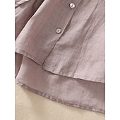 Χαμηλού Κόστους Βασικά Ψεύτικα Πουκάμισα-Γυναικεία Μπλούζα Λινό από ψεύτικο βαμβάκι Κεντητό Κουμπιά Φλοράλ Στυλάτο Καθημερινό 3/4 Μήκος Μανικιού Μανδαρίνο Κολλάρο Κανονικά μπλουζάκια Καθημερινά Ανθισμένο Ροζ Βυσσινί Πορτοκαλί Χακί