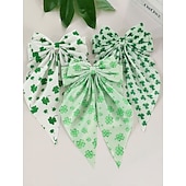 Χαμηλού Κόστους αξεσουάρ-Γυναικείο σετ 3 κλιπ μαλλιών με φιόγκο τριφύλλι για την ημέρα του Αγίου Πατρικίου, oversized ιρλανδέζικες πράσινες κορδέλες, εορταστικά αξεσουάρ μαλλιών με τριφύλλι για γυναίκες &amp;κορίτσια, ιδανικά για