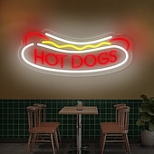 abordables Luces decorativas-Lámpara de neón para pizza, hamburguesa, taco, catering, comida rápida, colgante de pared, luz decorativa de ambiente con alimentación USB, luz de pared regulable.