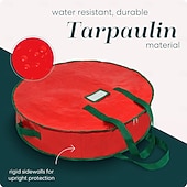 Недорогие Хранение Рождества-Комплект из 2 прочных сумок для хранения рождественских венков, изготовленных из брезентового материала, с застежкой-молнией и удобной ручкой для переноски, обеспечивающих защиту от пыли и вредителей