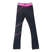 economico Pantaloni e Leggings da Pattinaggio Artistico-pantaloni da pattinaggio artistico da donna e da ragazza, pantaloni da pattinaggio sul ghiaccio, neri, elastici, abbigliamento da pattinaggio per gare di allenamento, termici, caldi, con