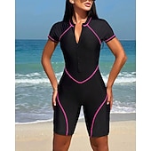 preiswerte One Pieces Rash Guards-Damen Anti UV Shirt Badeanzug Einteilige Patchwork Reißverschluss UV Schutz Hohe Elastizität Ärmellos Bademode Surfen Tauchen Schnorcheln Sommer