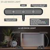 halpa Lukuvalot-LED-ladattava kirjavalo sängyssä lukemiseen muistitoiminnolla silmiä hellivä yövalo 3 väriä 5 kirkkautta joustava hanhenkaula kevyt klipsikirjan lukuvalo säädettävä kirkkaus