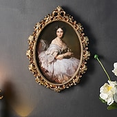 رخيصةأون التماثيل-إطار صور جداري مزخرف بنقوش ذهبية على الطراز الأوروبي القديم، مصنوع من مادة الراتنج، مناسب لعرض الصور العائلية وجلسات التصوير.