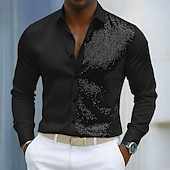 abordables camisa con botones para hombre-Hombre Camisa Camisa de verano Camisa casual Camisa de playa Abotonar la camisa Negro Blanco Manga Larga Color sólido Diseño Casual Diario Lentejuelas Ropa Moda Casual De moda Cómodo
