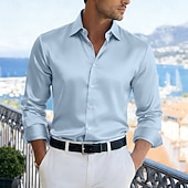 Χαμηλού Κόστους Ανδρικά σατέν πουκάμισα-Ανδρικά Πουκάμισο Σατέν πουκάμισο Επίσημο Πουκάμισο Casual πουκάμισο Πουκάμισο με κουμπιά Πουκάμισο χορού Σκέτο Πάρτι Γάμου Μπλε Απαλό Μαύρο Λευκό Μπλε Ρουά Μακρυμάνικο Πέτο Άνοιξη Όλες οι εποχές