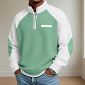 abordables Polo clásico para hombre-Hombre Camisetas polo con diseño de gofre Polo Casual Formal Cuello con banda Manga Larga Moda Color sólido Con Texturas Bloque de Color Botones Otoño Primavera &amp; Otoño Otoño invierno Ajuste regular