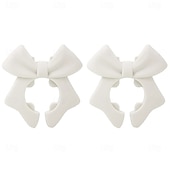 levne Kuchyňská úložiště-2 ks silikonových podpěr na poklici ve tvaru mašle, roztomilý růžový design mašle, bezpečné uchycení lžiček &amp;metly, držák na kuchyňské náčiní, držák na kuchyňské náčiní, prostorově úsporný kuchyňský