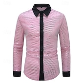 Χαμηλού Κόστους Γεωμετρικά σχήματα-Ανδρικά Πουκάμισο Καλοκαιρινό πουκάμισο Casual πουκάμισο Πουκάμισο παραλίας Πουκάμισο με κουμπιά Λευκό Ανθισμένο Ροζ Ρουμπίνι Μακρυμάνικο Συνδυασμός Χρωμάτων Πέτο Καθημερινά Διακοπές Πούλιες Ρούχα