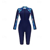 tanie Rash guardy One Piece-Damskie Docieplacze Strój kąpielowy One Pieces Niejednolita całość Tropikalny Zapiąć na zamek błyskawiczny Ochrona UV Wysoka elastyczność Długi rękaw Kąpielówki Surfing Nurkowanie Nurkowanie z rurką