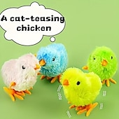 economico Pasqua-4 pezzi di pulcini pasquali in movimento - pulcini di plastica interattivi che camminano a carica, pulcini realistici per gattini &amp;gatti gatto adatto alle razze &amp;dimensioni