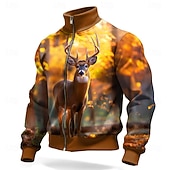 abordables Sudaderas de Caza-Hombre Venados Chaqueta Sudadera Moda Diario Caza Escote Chino Exterior Ropa de calle Fiesta Marrón Marrón 2 Marrón 4 Marrón 3 Cerrar Primavera Otoño Diseñador S M L XL XXL XXXL