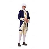  250. výročí USA Rokoko Barroco Úbory Dlouhé rukávy George Washington Alexander Hamilton Koloniální Maškarní kostým Pánské Karneval Den nezávislosti 4. července Dospělí Kabát Kalhoty Límeček