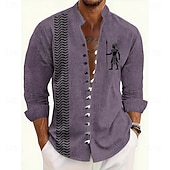 economico Camicia vintage-Per uomo Etnico Popoli indigeni Camicia Camicia con colletto alla coreana Manica Lunga Vintage Retrò Casuale Vacanza Primavera Autunno Collo alla coreana Colletto alla coreana Bottonato Camicia tipo