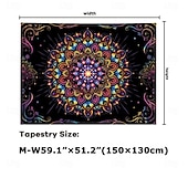 halpa Blacklight -kuvakudokset-mustavaloinen mandala-gobeliini, uv-reaktiivinen psykedeelinen neongobeliini, hippi-intialainen boheemi seinävaate, esteettiset kukkakuvioiset seinävaatteet makuuhuoneeseen