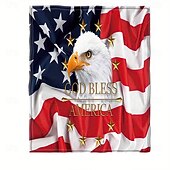 preiswerte Sofadecken &amp; Überwürfe-Tag der Unabhängigkeit Fleecedecken Überwurfdecke für die Couch Geschenk Eagle amerikanische Flagge Klassisch 3D Sofa Bett Dekorative Decke Warme Decke Wohndeko