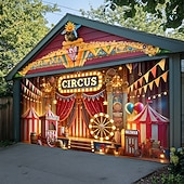 billige Garasje- og dørbanner-Mardi gras Garasjeportdeksel Stor opphengning sirkus Luksus 3D Party Utendørs Bakgrunner for skyting Inngangsdør Maskerade Hjemmedekor