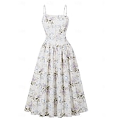 cheap Dresses-1950s Retro Vintage Dress Swing Dress Sleeveless Floral Fancy Dress Women's Carnival Masquerade Daily Wear Bachelorette Party Adults' Dress