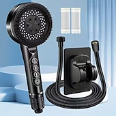 Χαμηλού Κόστους Σετ αξεσουάρ μπάνιου-5 τεμάχια χειροκίνητη κεφαλή ντους υψηλής πίεσης, τέσσερις λειτουργίες ψεκασμού, κεφαλή ντους με σταγόνες νερού ιόντων, επιτοίχια τοποθέτηση, με διακόπτη on/off, φιλτραρισμένο μασάζ ντους με λάστιχο