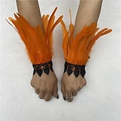 abordables Accesorios-Carnaval 2026 Accesorios de Samba del Carnaval de Río Muñequeras de Plumas Negras con Encaje - Pulseras Elegantes para Fiestas Gatsby Disfraz de Festival de Brasil