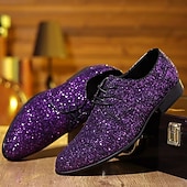 levne Derby boty-Pánské třpytivé společenské boty - zlaté, formální a elegantní design, ideální pro zvláštní příležitosti a večerní události