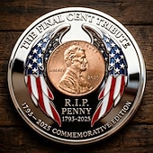  Moeda comemorativa do último centavo – homenageando 232 anos de serviço, moeda comemorativa de metal do último centavo de Lincoln, moeda colecionável em tributo à história americana, lembrança banhada a ouro.