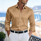 Χαμηλού Κόστους Ανδρικά σατέν πουκάμισα-Ανδρικά Πουκάμισο Σατέν πουκάμισο Επίσημο Πουκάμισο Casual πουκάμισο Πουκάμισο με κουμπιά Πουκάμισο χορού Σκέτο Πάρτι Γάμου Μπλε Απαλό Μαύρο Λευκό Μπλε Ρουά Μακρυμάνικο Πέτο Άνοιξη Όλες οι εποχές