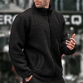 preiswerte Herrenjacken &amp; Herrenmäntel-Herren Wintermantel Teddymantel Freizeitjacke Lässig Täglich Thermowarm Tasche Vollreißverschluss Herbst Winter Einfach Streetwear Täglich Stehkragen Regulär Blau Schwarz Marineblau Braun Khaki Jacken