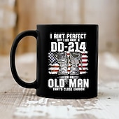 cheap Mugs &amp; Cups-DD-214 Veteran Gift Mug - 'I Ain't Perfect But I Do Have A DD-214 For An Old Man That's Close Enough' Design Proud Veteran Coffee Cup with Patriotic Theme