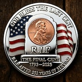 voordelige 250e Verjaardag van de VS-De laatste cent herdenkingsmunt van metaal 1909–2025 Lincoln Final Cent Memorial Coin, een herdenkingspenning, een historisch eerbetoon aan de "laatste uitgave", een verzamelobject en een cadeau voor geschiedenisliefhebbers en muntenverzamelaars.