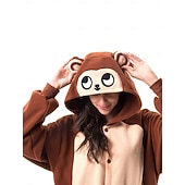 cheap Animal Costume-Kigurumi Pajamas Group Costume Onesie Costume Animal Monkey Warm Comfy Hooded Fleece Adults' Men's Women's Unisex Halloween Carnival Party Performance Homewear Dress Up