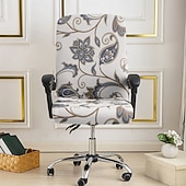 preiswerte Esszimmerstuhl-Abdeckung-Bürostuhlbezug, Hockerbezug, geometrisch bedruckter Polyester-Überzug, Stretch-Stuhlschutzbezug für Homeoffice und Wohnzimmer