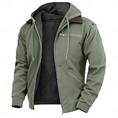 economico Felpa con cappuccio in pile-Per uomo Felpa con cappuccio Felpa con cappuccio a zip intera Felpa con cappuccio in pile Felpa con cappuccio foderata in pile Blu Marrone Verde Grigio Con Cappuccio Semplice Cerniera Sport &amp; Outdoor